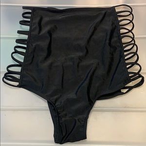 High waisted black bathing suit bottom